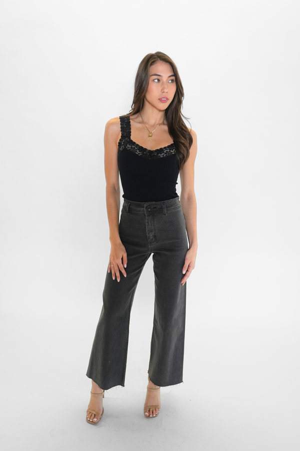 Straight Wide Leg Denim Pants