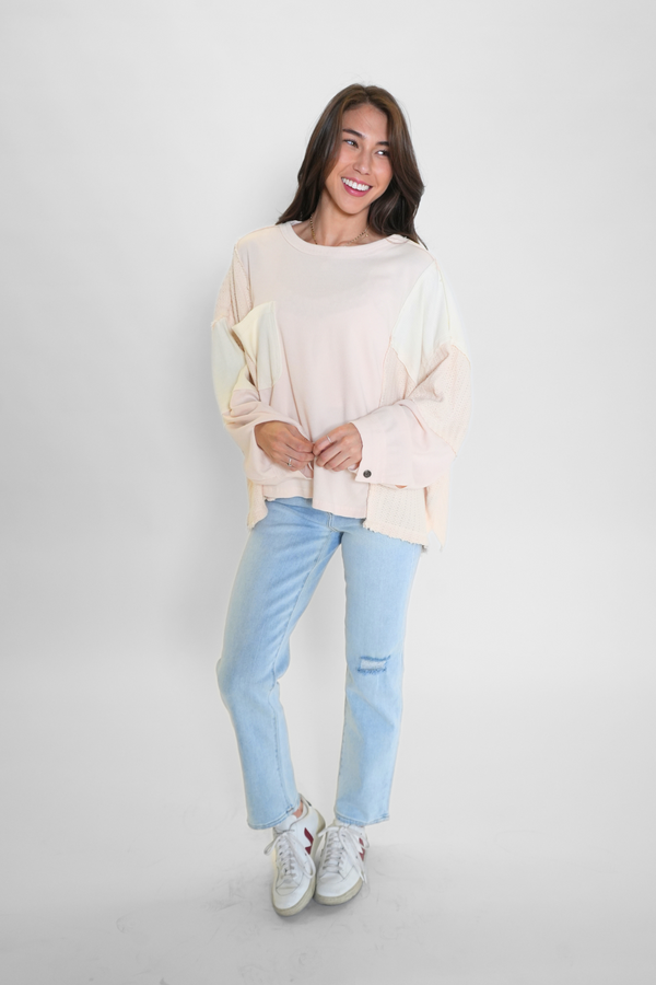 Oversize Mixed Fabric Top