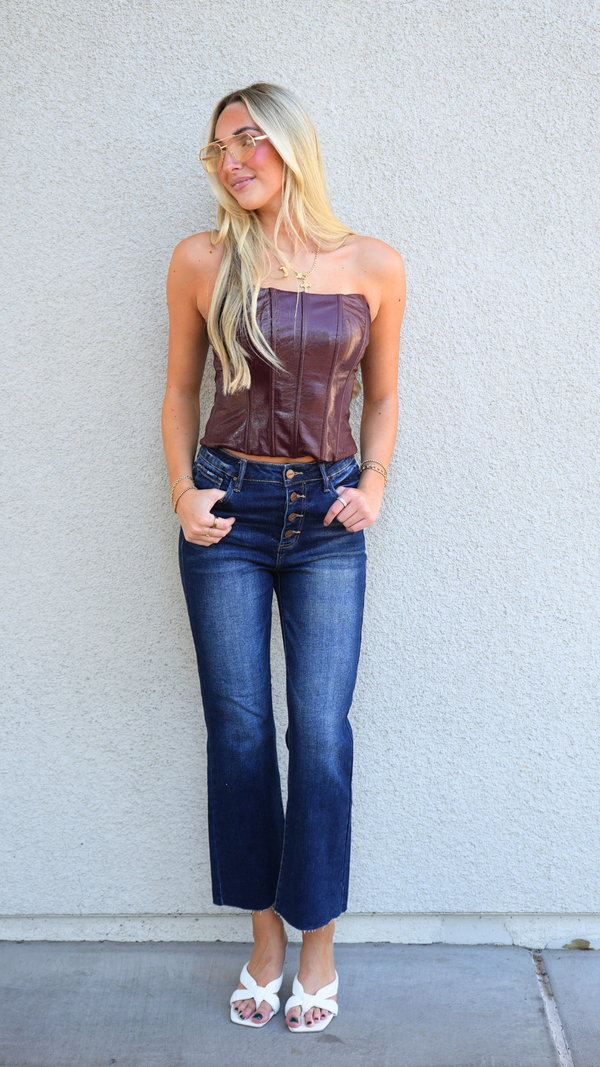 High Rise Ankle Flare Jean