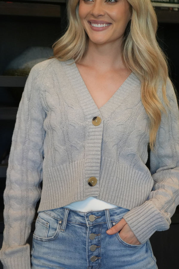 Cable Cropped Cardigan