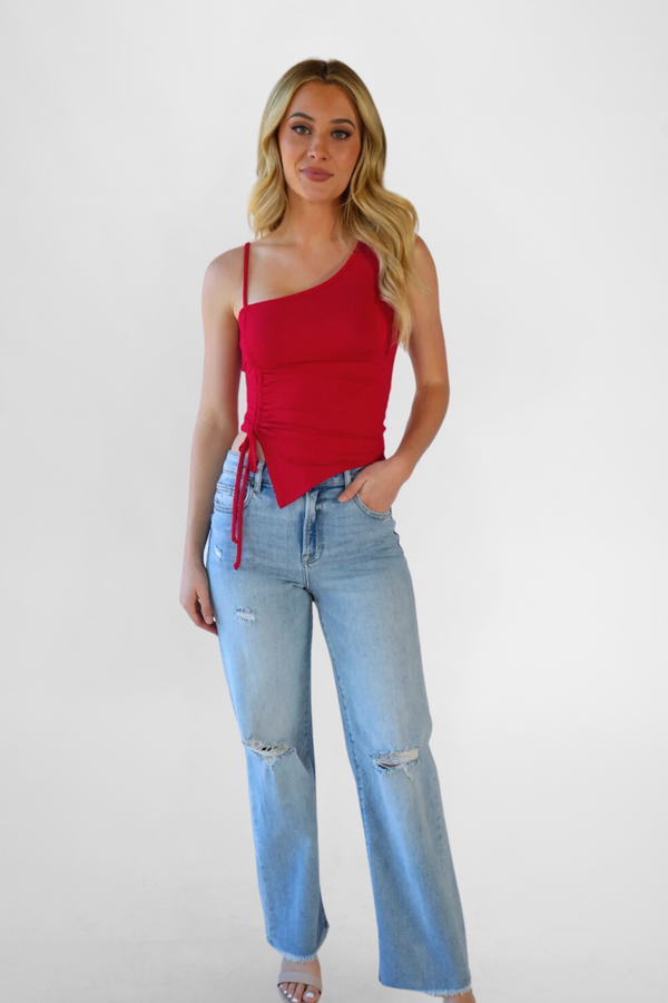 One Shoulder Ruched Top